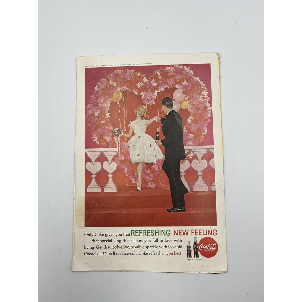 Vintage 1962 Coca Cola Valentine Print Ad Heart Arch Dance Retro 60s Magazine